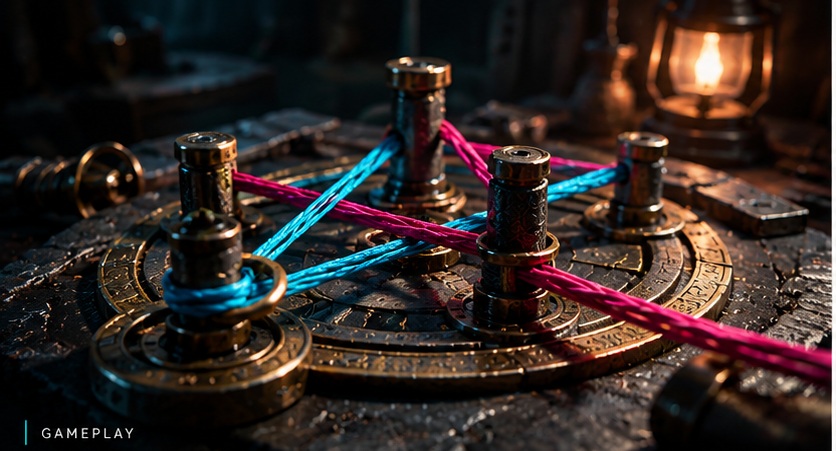 Mechanical thread puzzle detail