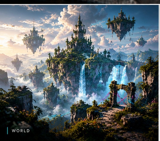 Floating islands and fantasy puzzle world